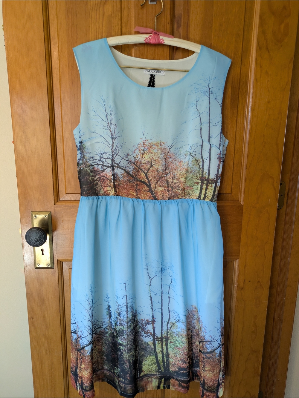 Frockshop Blue Scenic Print Midi Dress